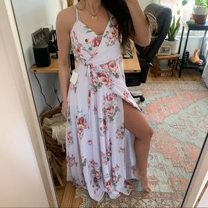 Floor Length floral Lavender Gown